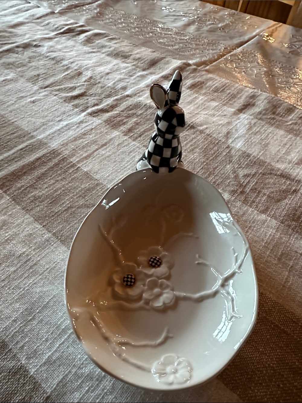 Mackenzie-Childs White Rabbit Ceramic Trinket Tray